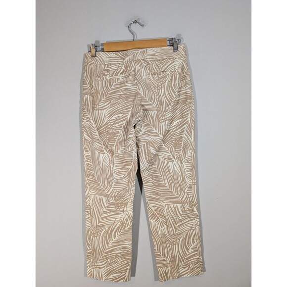 Talbots Womens Tan Tropical Mid Rise Cropped Pants Sz 2 Resortwear Casual Mature - Picture 2 of 10